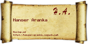 Hanser Aranka névjegykártya